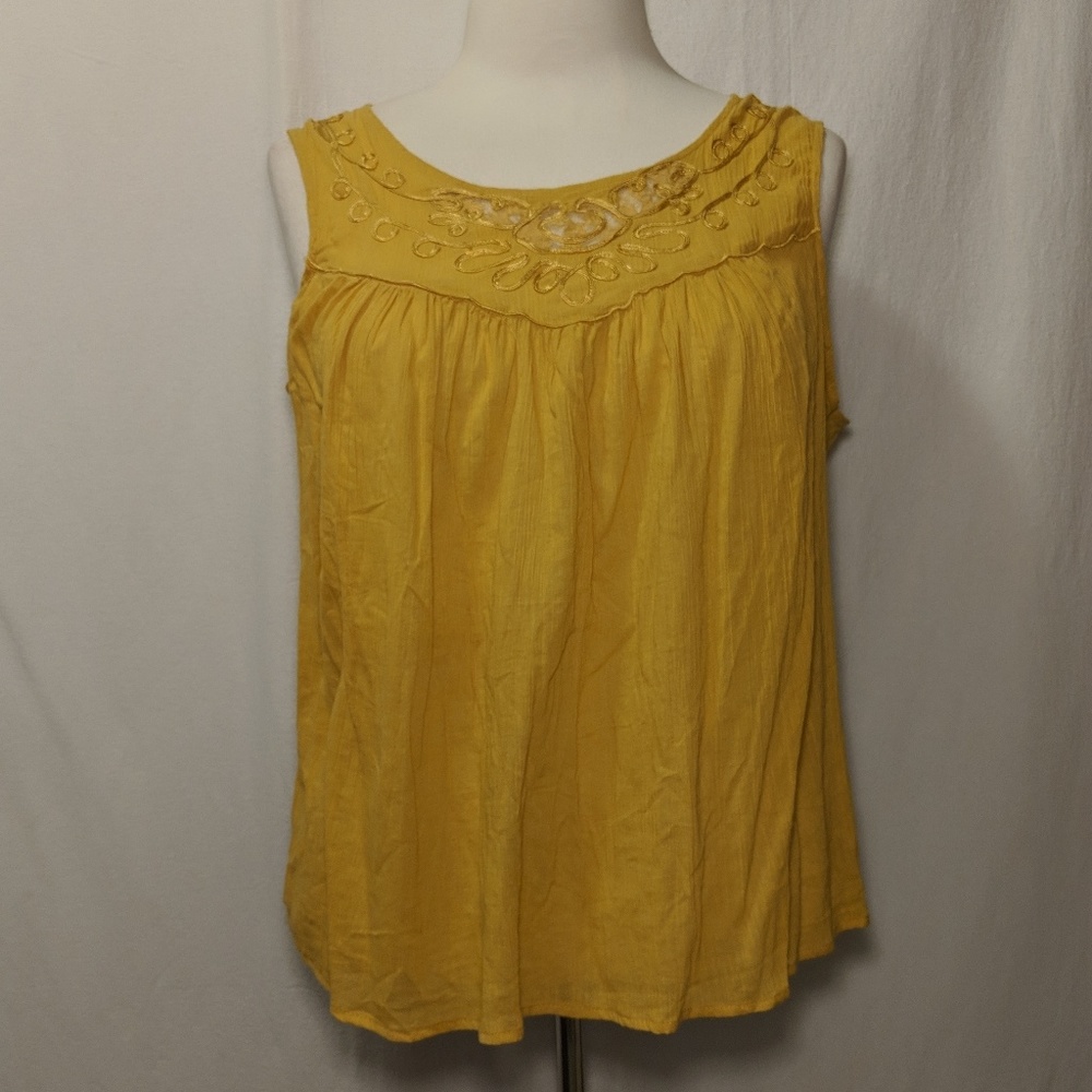 Carole Little Mustard Embroidered Tank